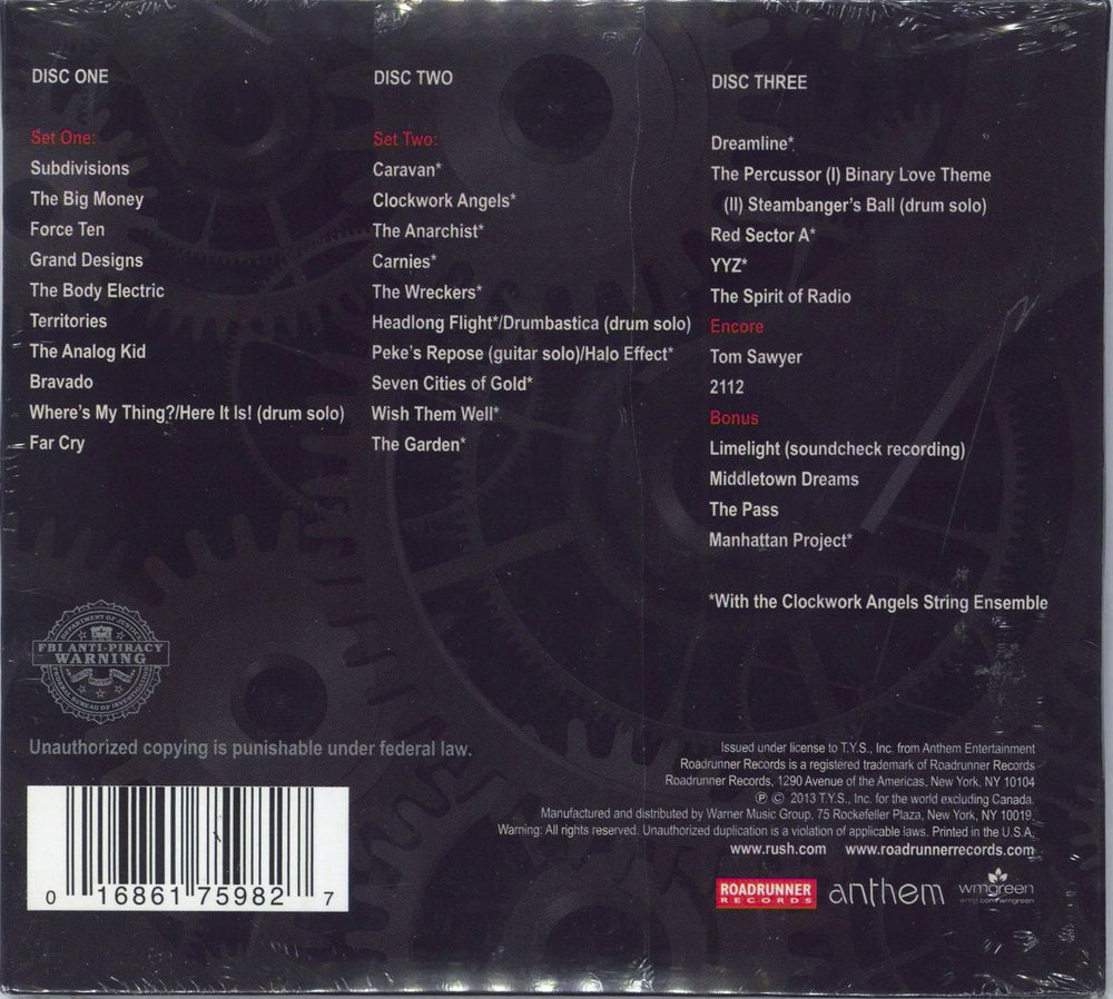 Rush Clockwork Angels Tour - Sealed UK 3-CD album set (Triple CD) 016861759827