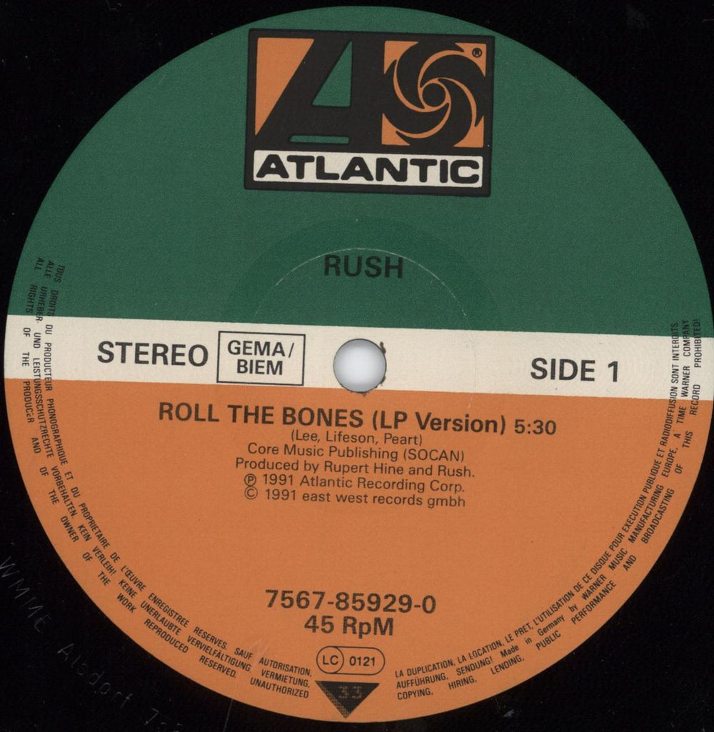 Rush Roll Your Bones German 12" vinyl single (12 inch record / Maxi-single) RUS12RO798473