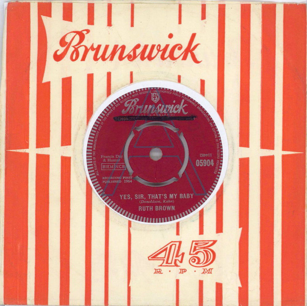 Ruth Brown Yes, Sir, That's My Baby - A Label UK Promo 7" vinyl single (7 inch record / 45) 05904