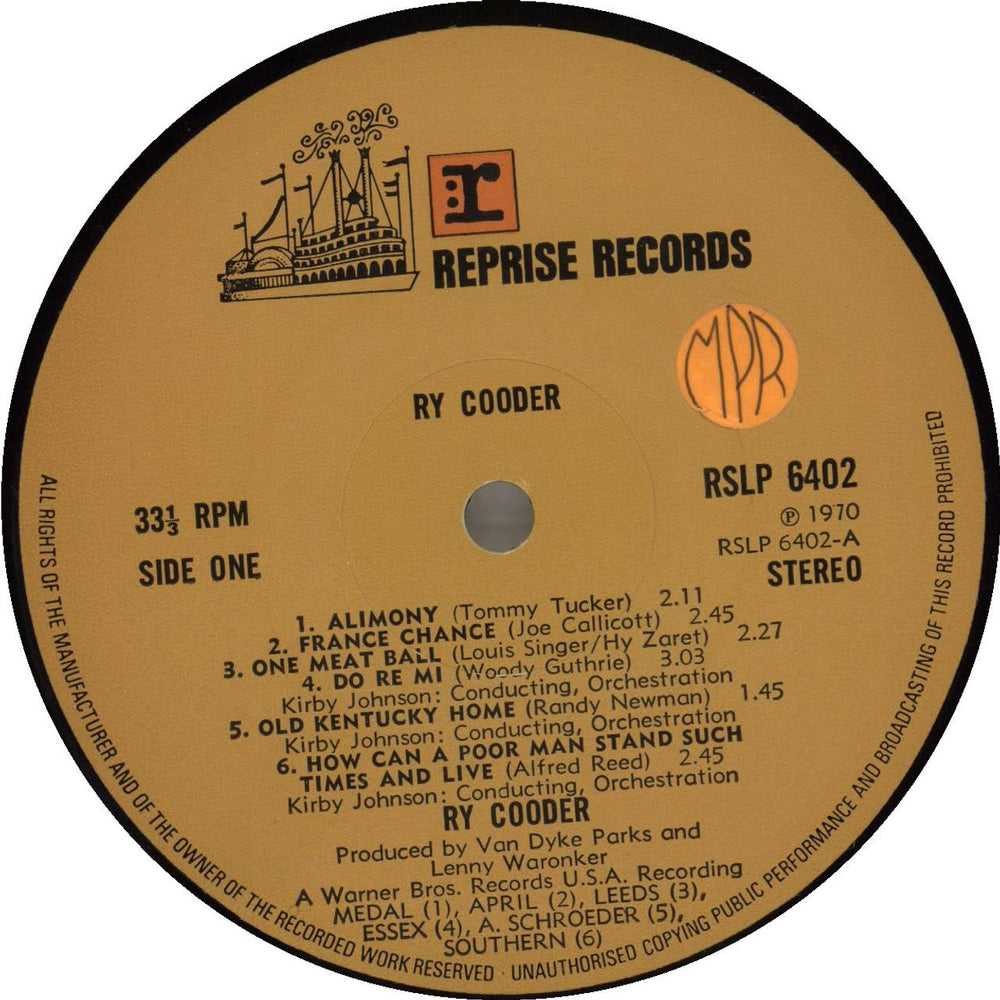 Ry Cooder Ry Cooder UK vinyl LP album (LP record) RYCLPRY477359