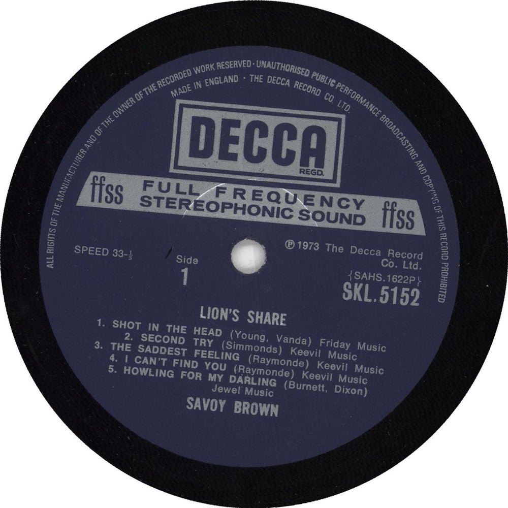 Savoy Brown Lion's Share - 2nd UK vinyl LP album (LP record)