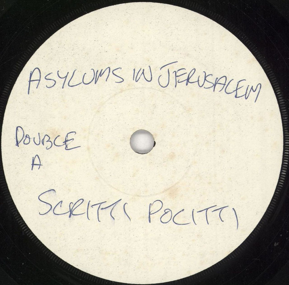 Scritti Politti Asylums In Jerusalem - White Label UK 7" vinyl single (7 inch record / 45) RT111