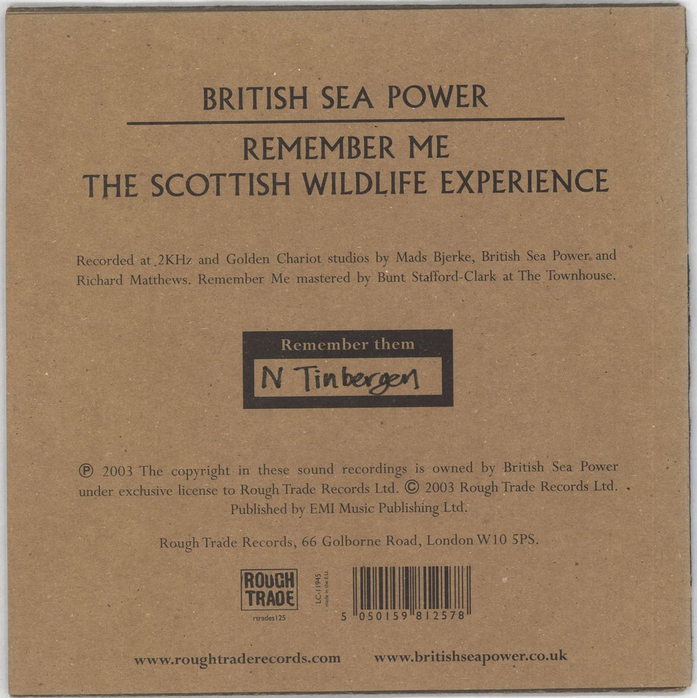 Sea Power Remember Me - N Tinbergen UK 7" vinyl single (7 inch record / 45) BPW07RE716041