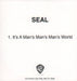 Seal It's A Man's Man's Man's World UK Promo CD-R acetate SEACRIT678762