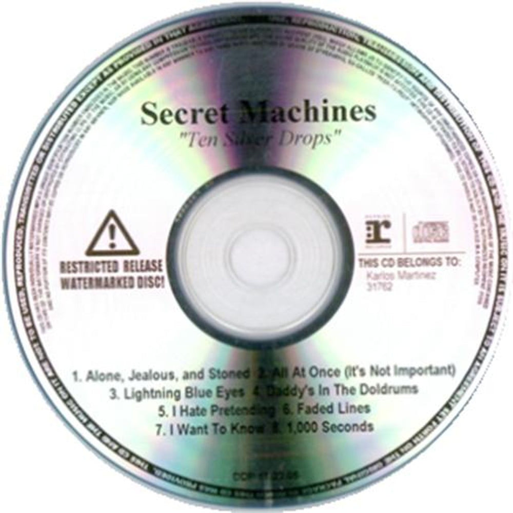 Secret Machines Ten Silver Drops Mexican Promo CD-R acetate CD-R ACETATE