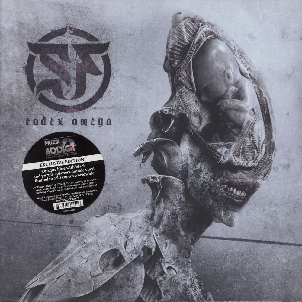 SepticFlesh Codex Omega - Blue Opaque w/ Black & Purple Splatters French 2-LP vinyl record set (Double LP Album) SOM425LP