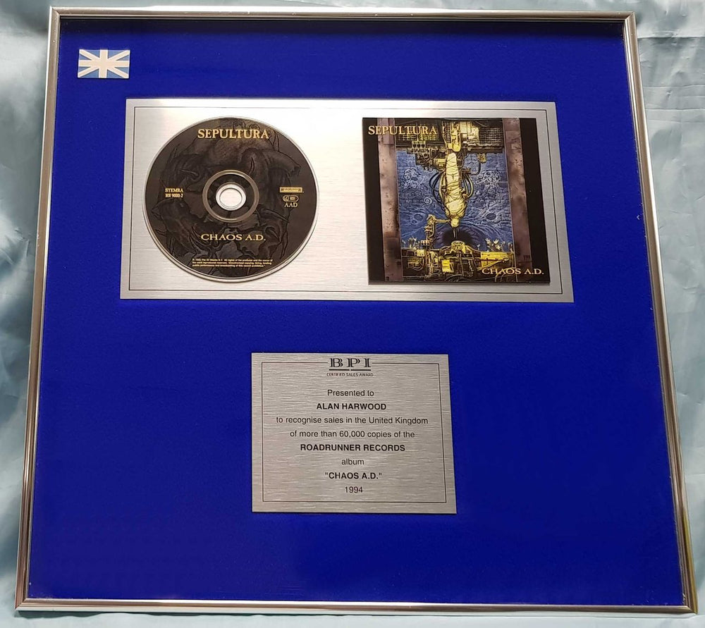 Sepultura Chaos A.D. - CD UK Promo award disc SILVER