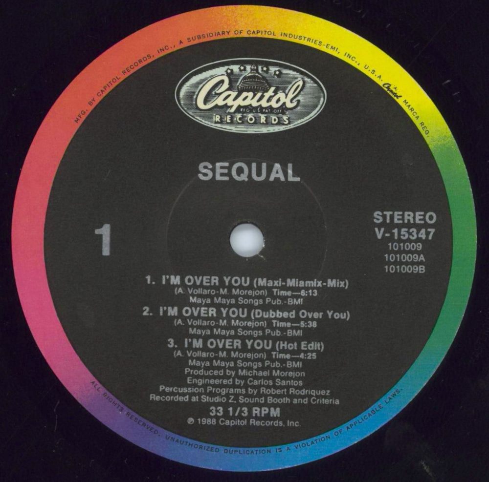 Sequal I'm Over You US 12" vinyl single (12 inch record / Maxi-single) QUL12IM816634