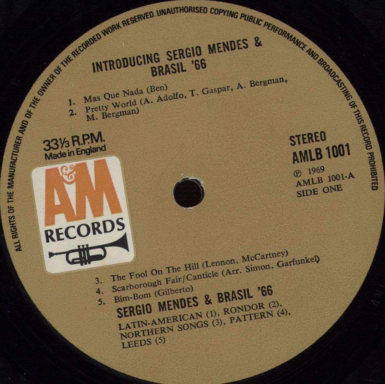 Sergio Mendes Introducing Sergio Mendes  Brasil '66 UK Vinyl LP — 