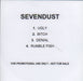 Sevendust Ugly UK Promo CD-R acetate