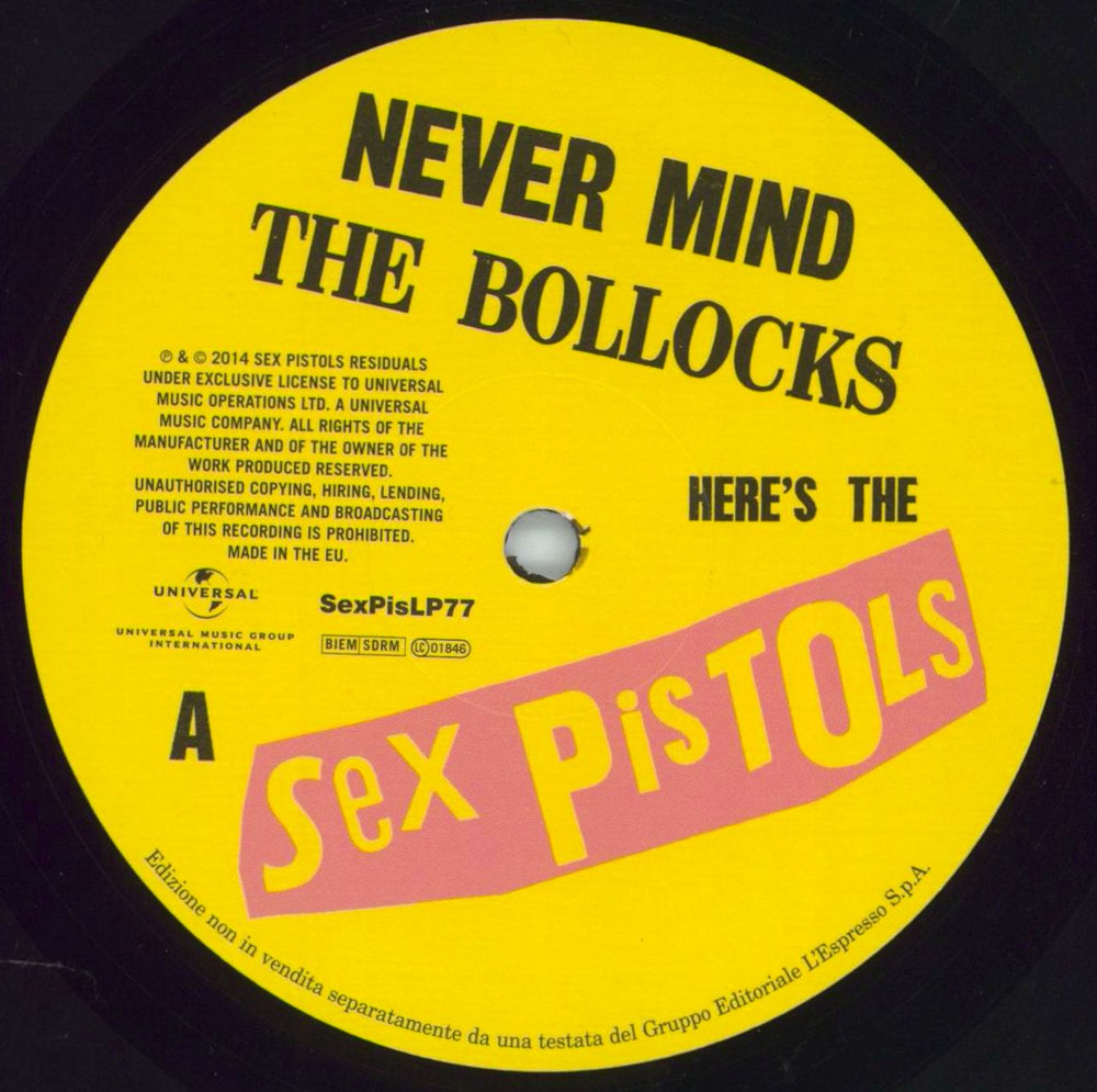 Sex Pistols Never Mind The Bollocks - 180gm Italian vinyl LP album (LP record) 9771128609451