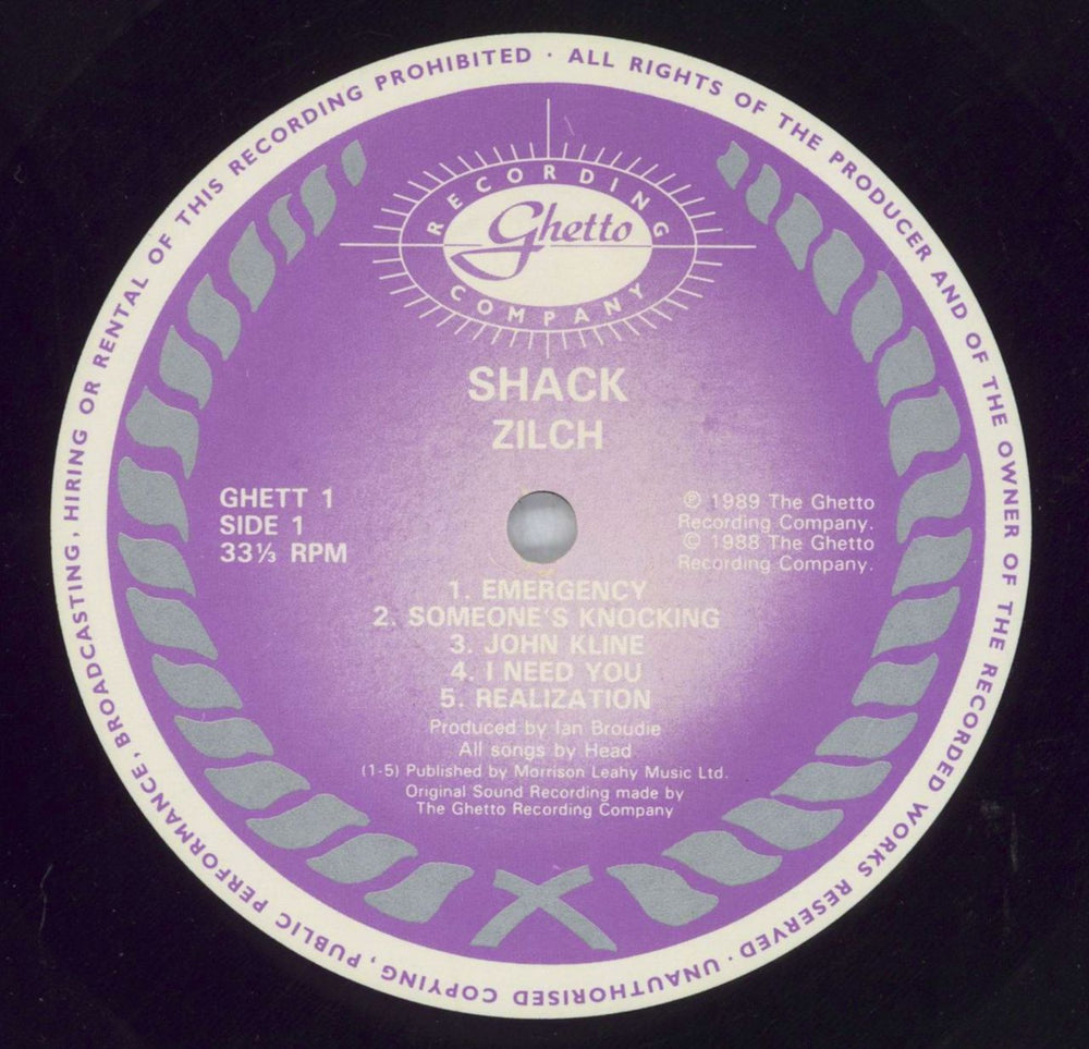 Shack Zilch UK vinyl LP album (LP record) HACLPZI819755