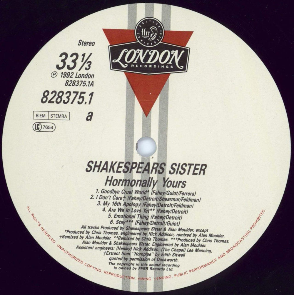 Shakespear's Sister Hormonally Yours UK vinyl LP album (LP record) SISLPHO552019