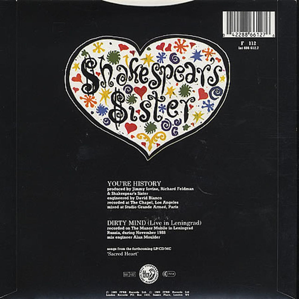 Shakespear's Sister You're History - injection moulded UK 7" vinyl single (7 inch record / 45) SIS07YO35607