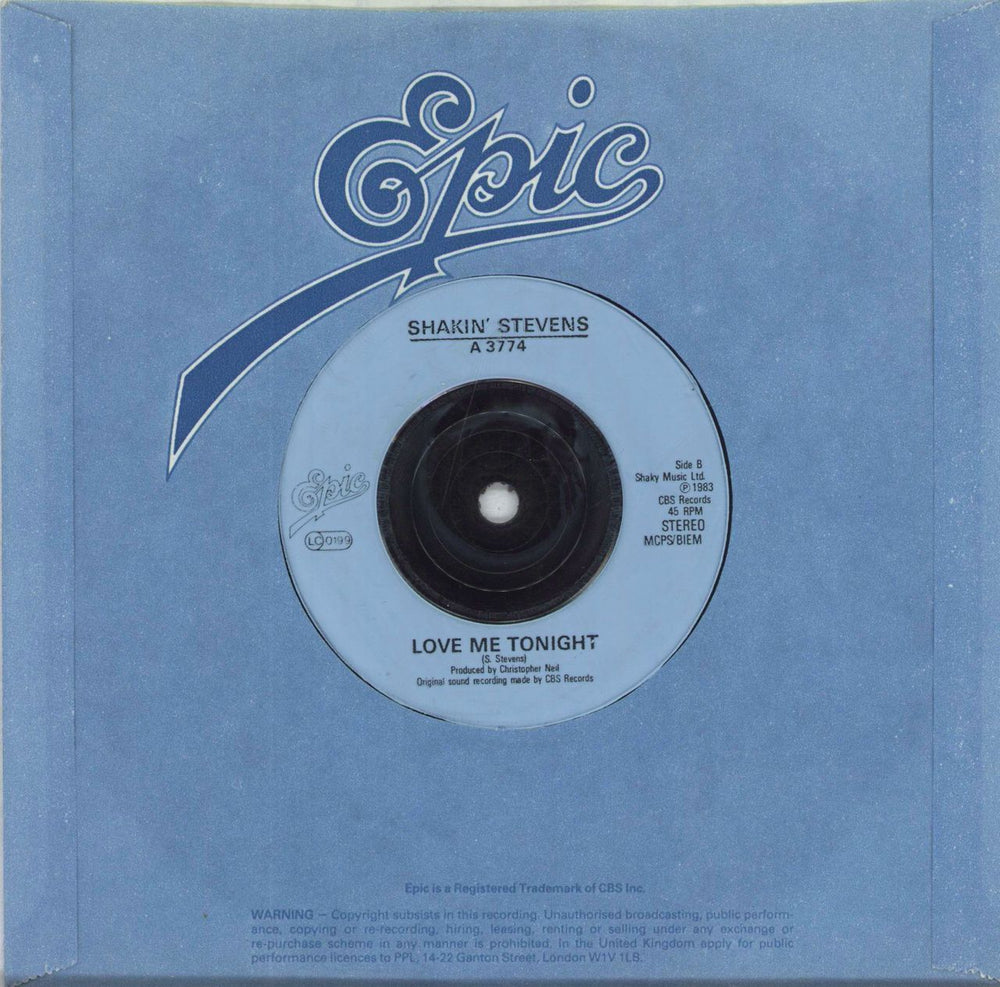 Shakin' Stevens Cry Just A Little Bit - Inj UK 7" vinyl single (7 inch record / 45)