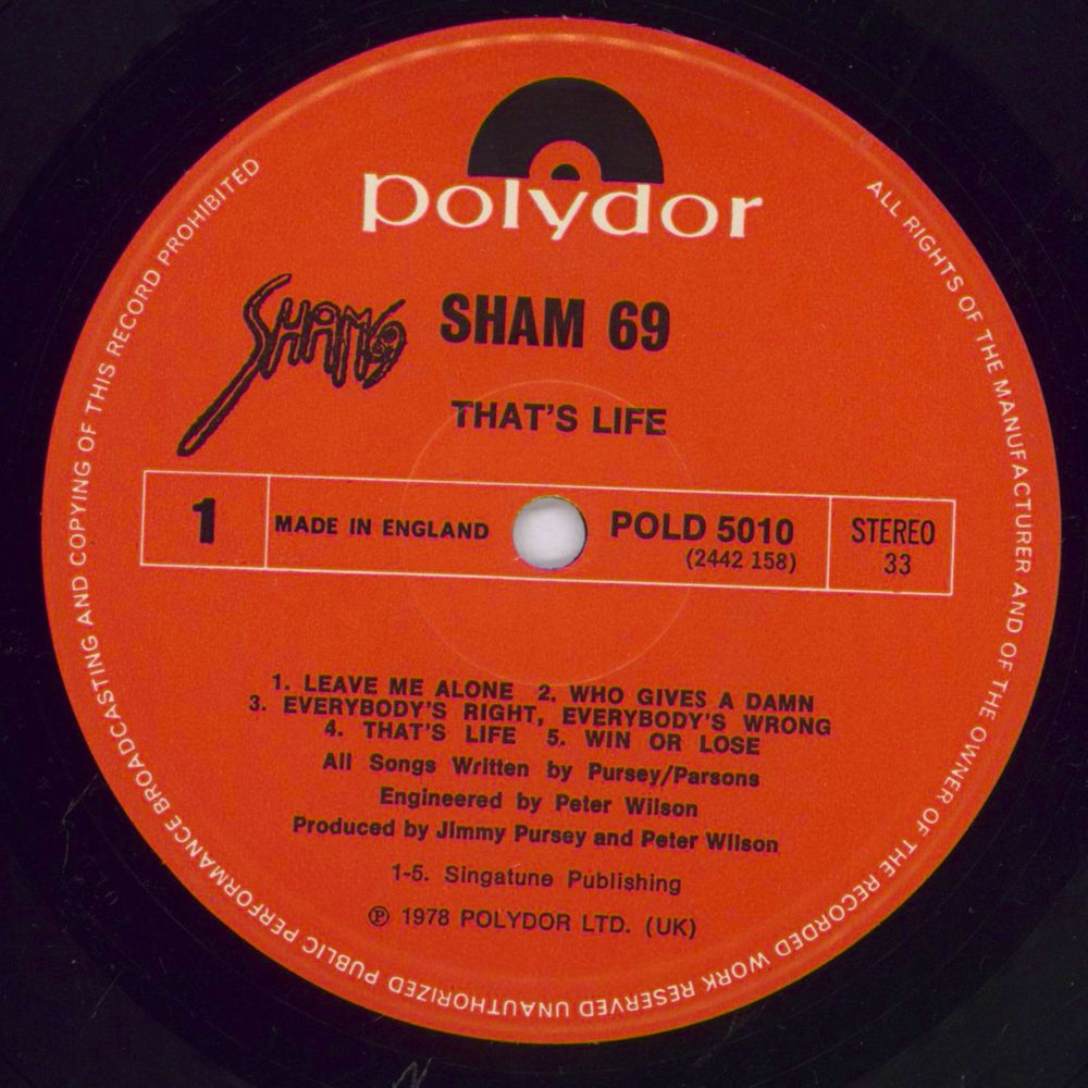 Sham 69 That's Life - EX UK vinyl LP album (LP record) S69LPTH830316