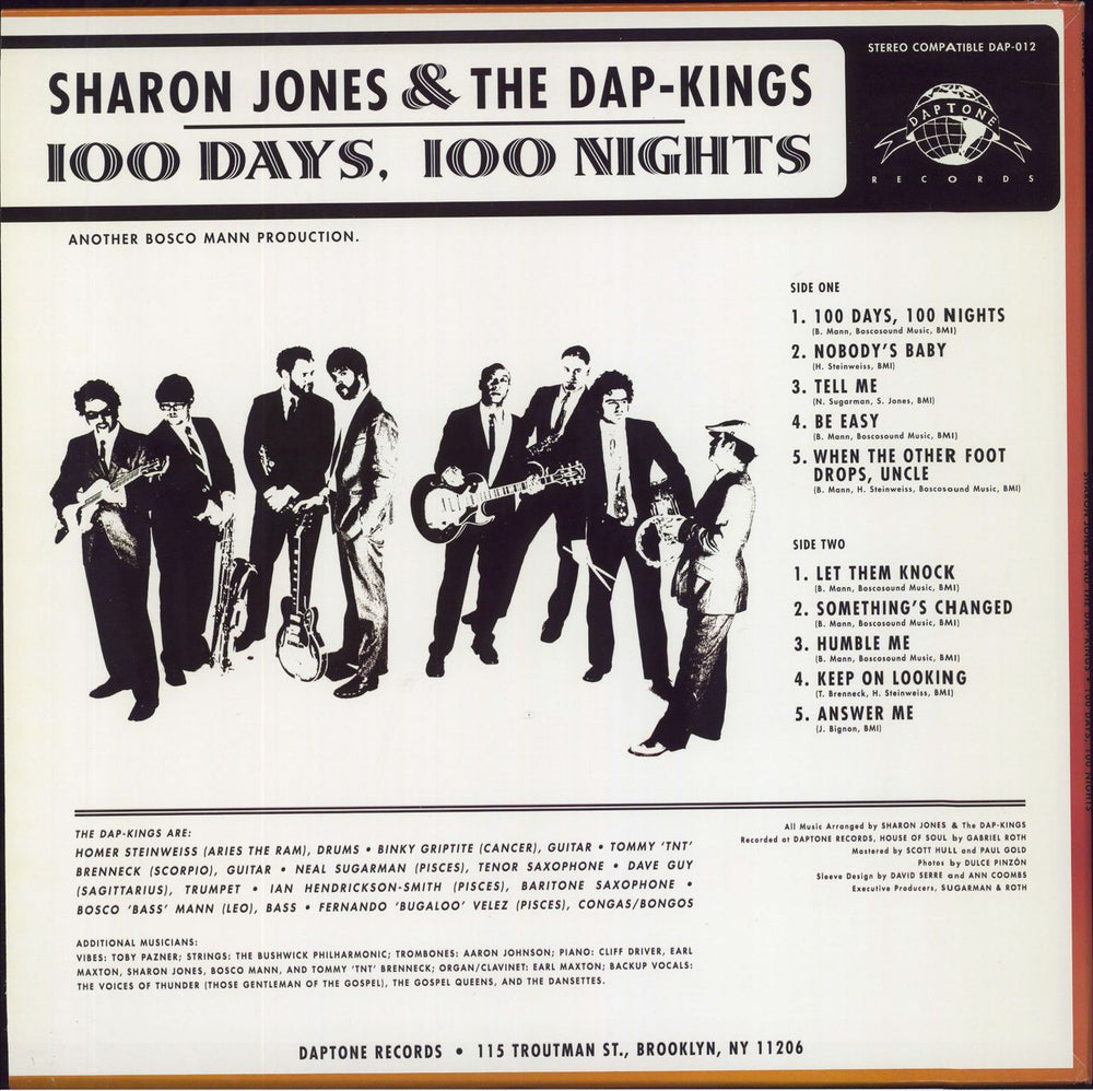 Sharon Jones & The Dap-Kings 100 Days, 100 Nights US vinyl LP album (LP record) 823134001213