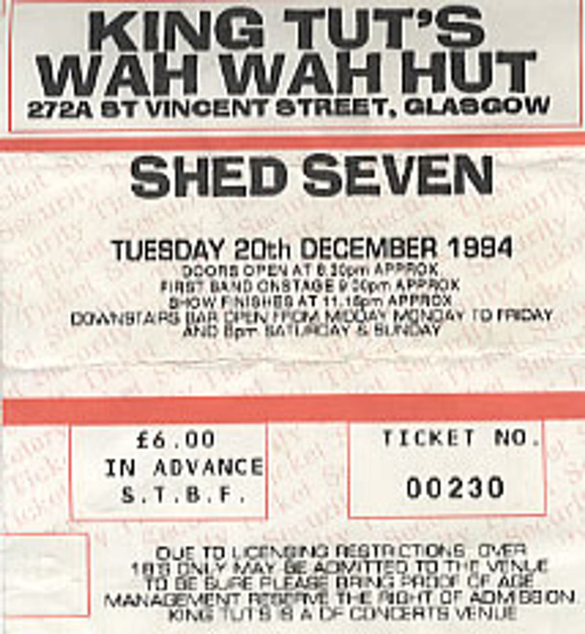 Shed Seven Concert Ticket UK Concert ticket —