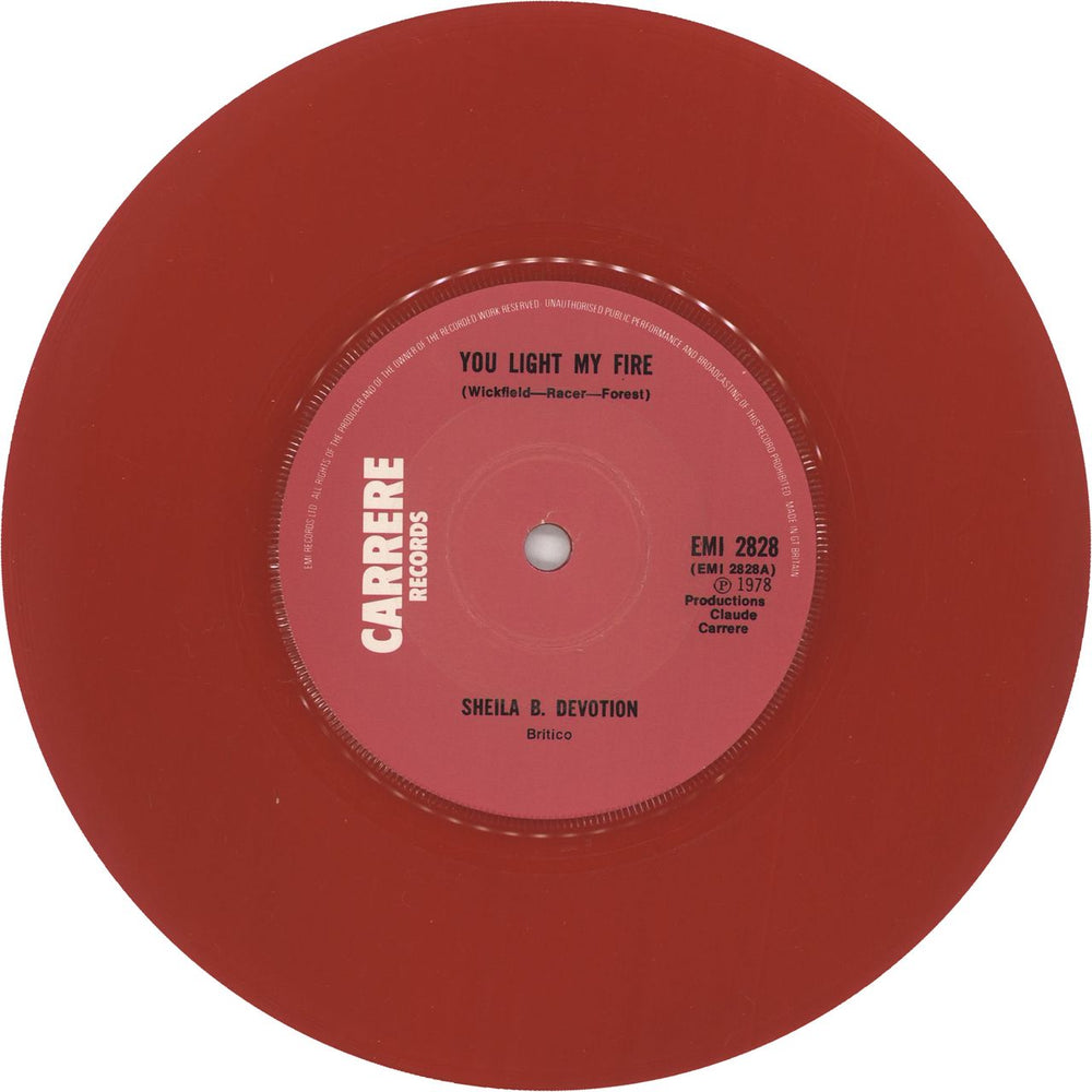 Sheila & B Devotion You Light My Fire - Red Vinyl + P/s UK 7" Vinyl ...