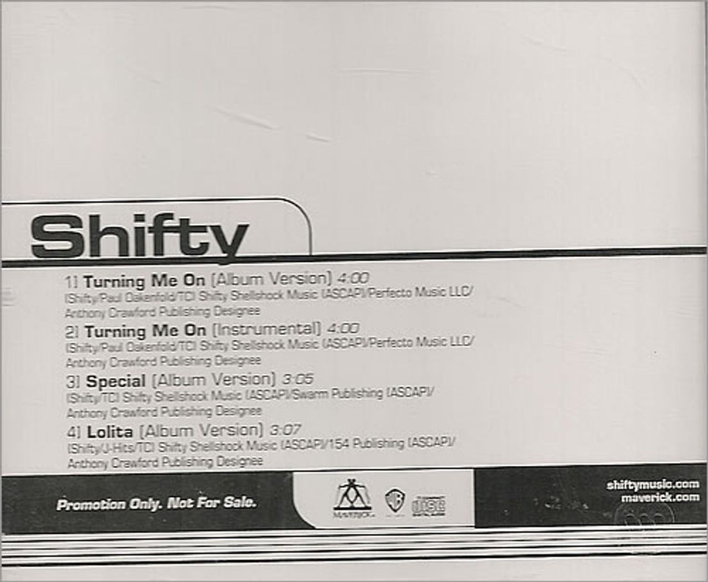 Shifty Shellshock Turning Me On US Promo CD single (CD5 / 5") PRO-CDR-101461