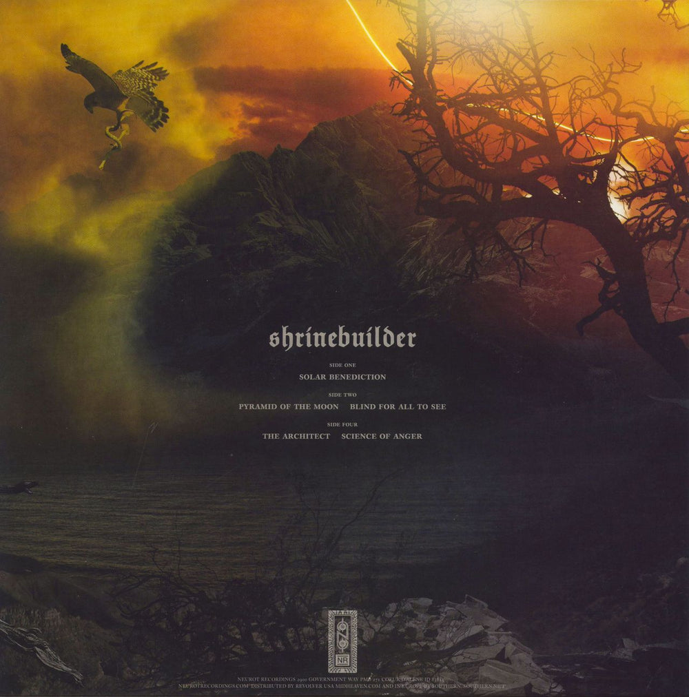 Shrinebuilder Shinebuilder - Red w/ Yellow And Orange Heavy Splatter US 2-LP vinyl record set (Double LP Album)