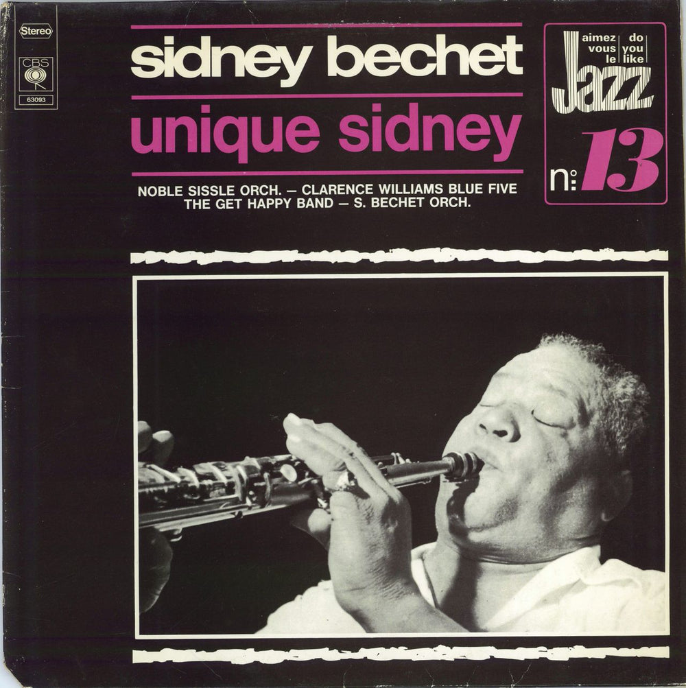 Sidney Bechet Unique Sidney Dutch vinyl LP album (LP record) 63093