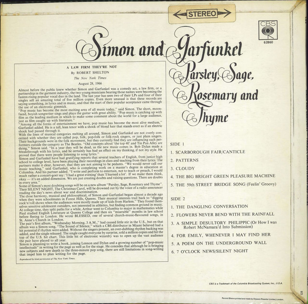 Simon & Garfunkel Parsley, Sage, Rosemary And Thyme - 1st Stereo - EX UK vinyl LP album (LP record)