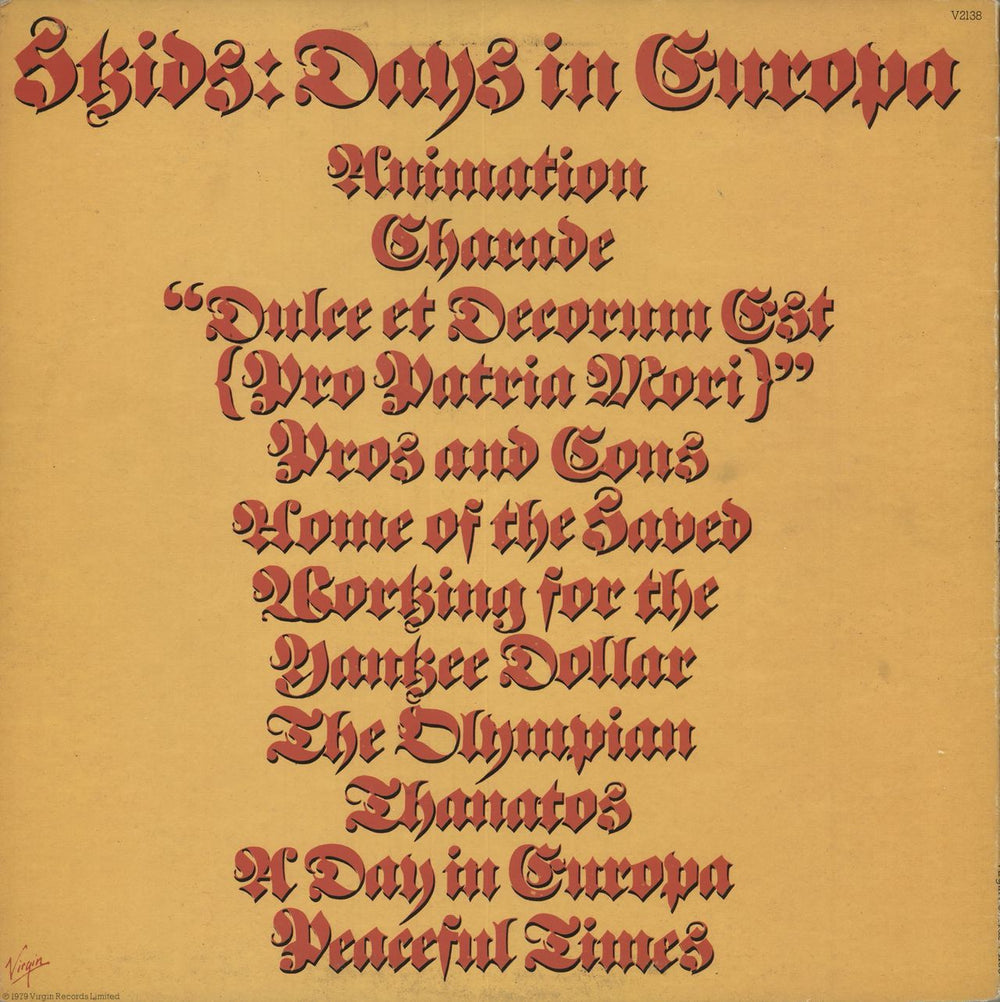 Skids Days In Europa - 1st - EX UK vinyl LP album (LP record)