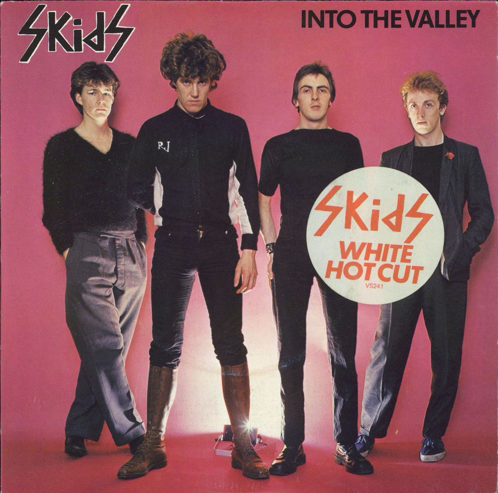 Skids Into The Valley - White - Stickered UK 7" vinyl single (7 inch record / 45) VS241