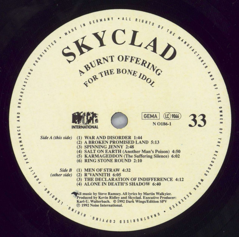 Skyclad A Burnt Offering For The Bone Idol German vinyl LP album (LP record) SKCLPAB651716