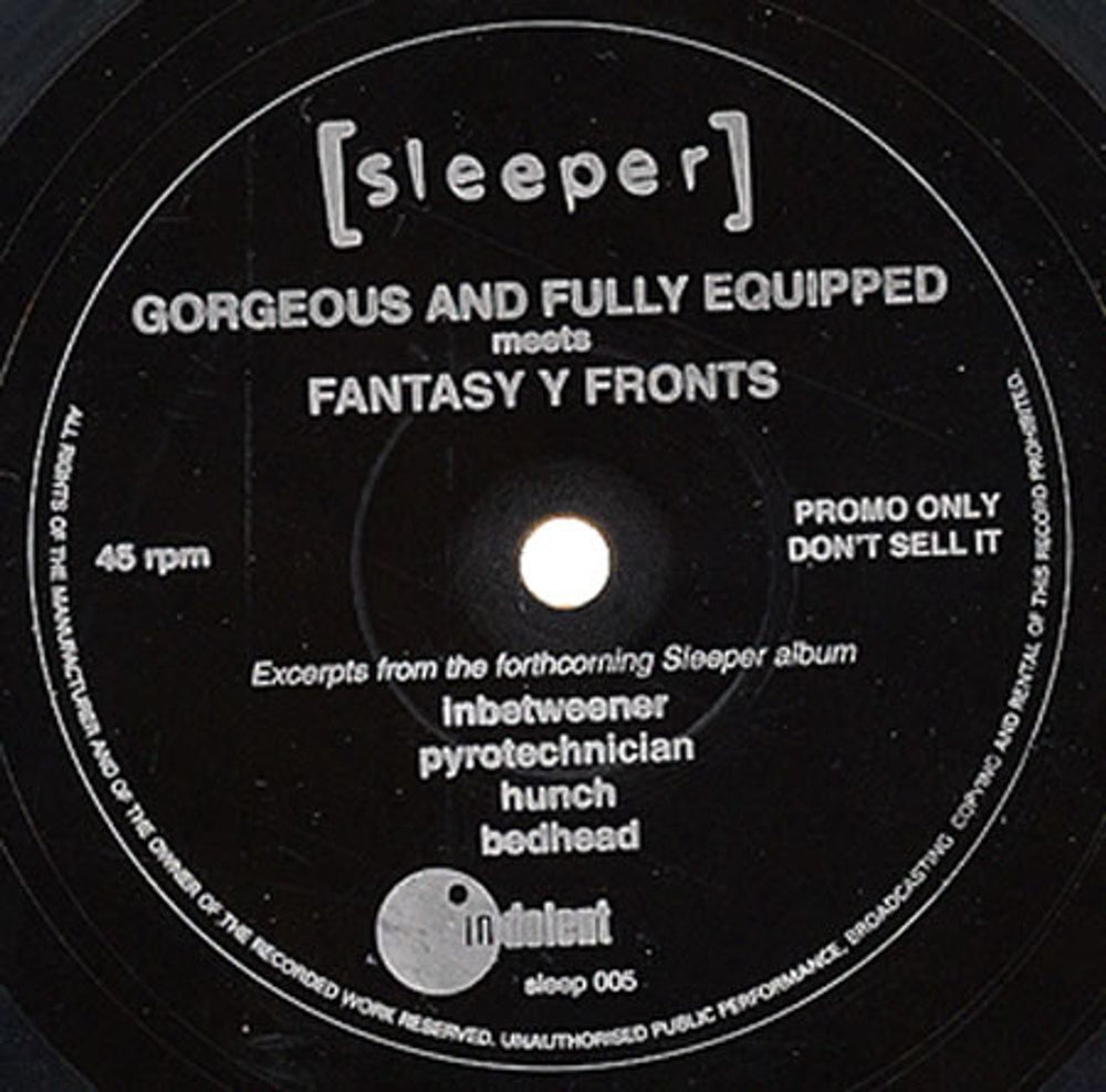 Sleeper Gorgeous And Fully Equipped - Flexi UK Promo 7" vinyl single (7 inch record / 45) SLEEP005