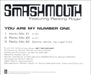 Smash Mouth You Are My Number One US Promo CD single (CD5 / 5") INTR-10980-2