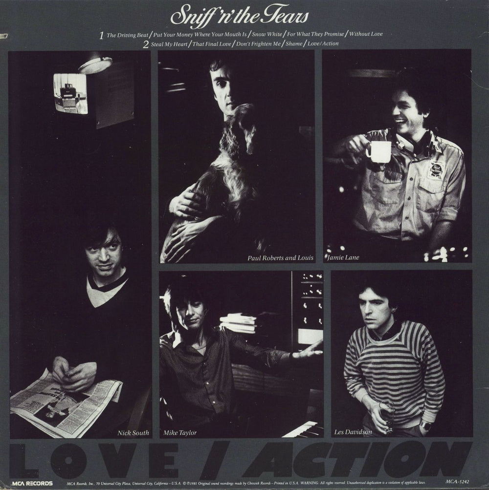 Sniff 'n' The Tears Love Action US vinyl LP album (LP record)