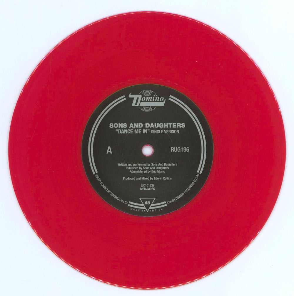 Sons And Daughters Dance Me In - Red Vinyl + Blue Sleeve UK 7" vinyl single (7 inch record / 45) SB707DA324921