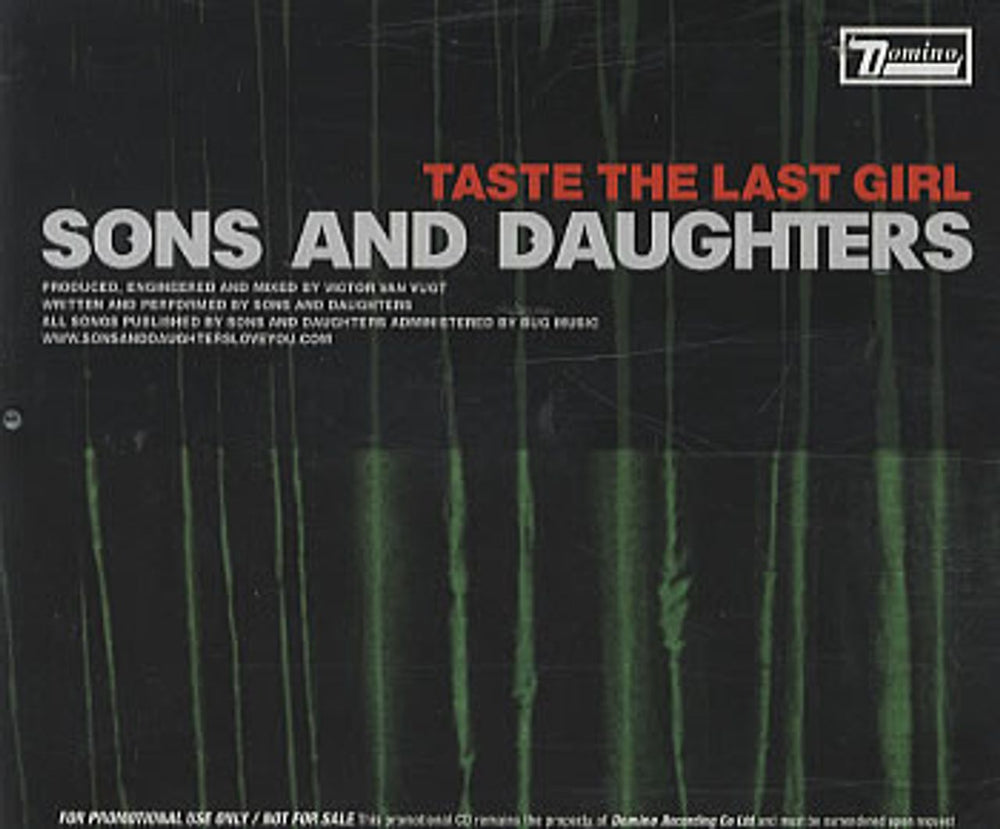 Sons And Daughters Taste The Last Girl UK Promo CD single (CD5 / 5") RUG206CDP