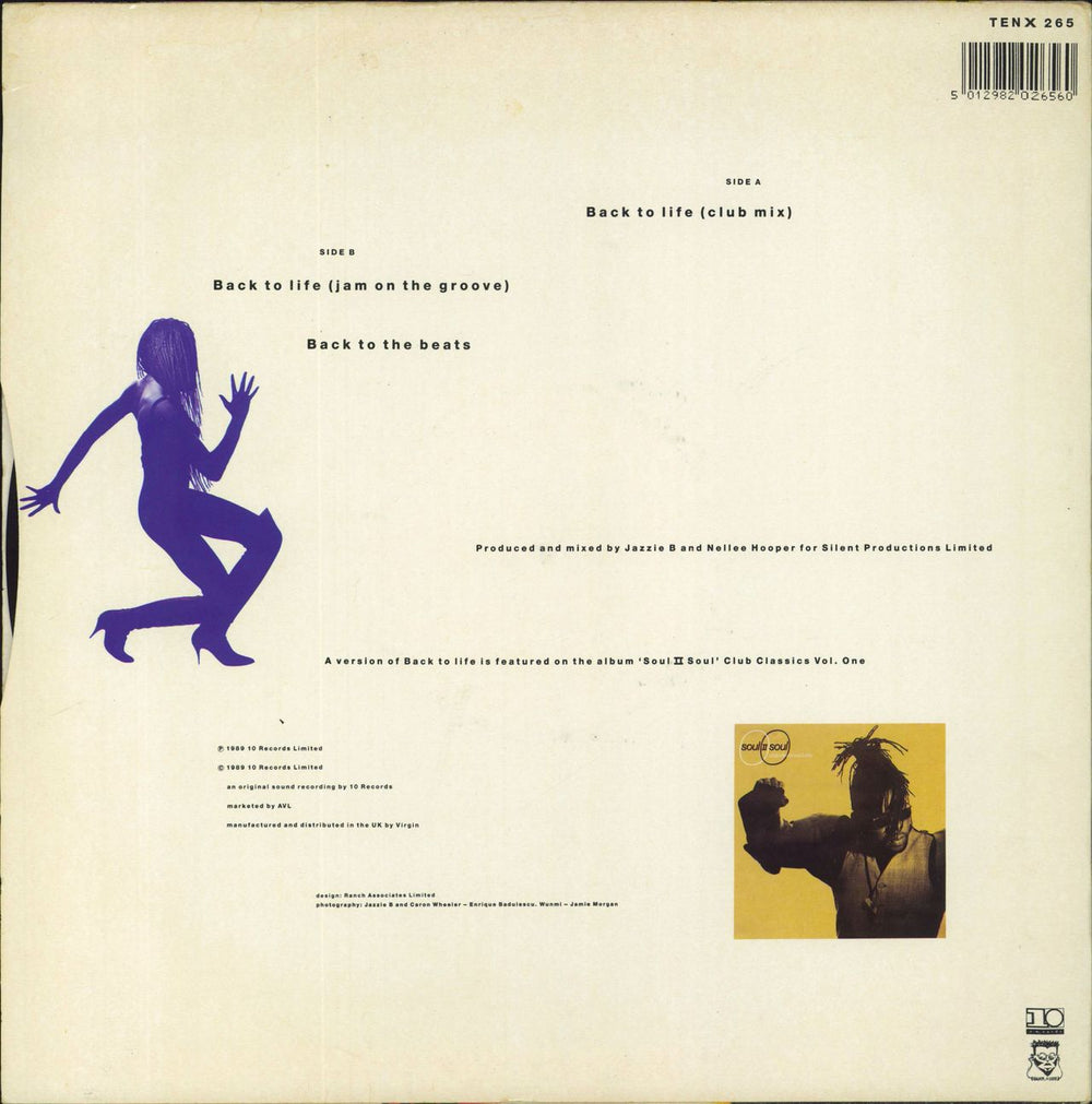 Soul II Soul Back To Life + Sleeve UK 12" vinyl single (12 inch record / Maxi-single) 5012982026560