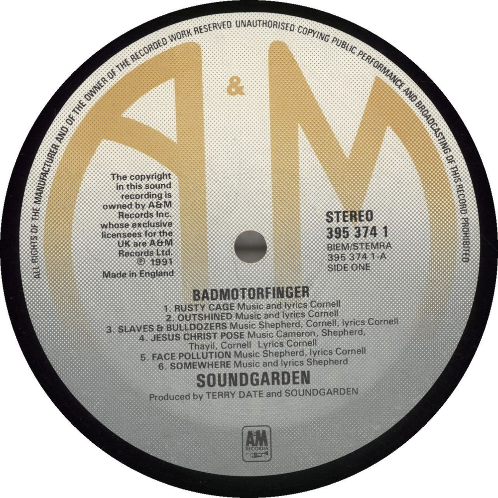 Soundgarden Badmotorfinger UK vinyl LP album (LP record) 082839537414