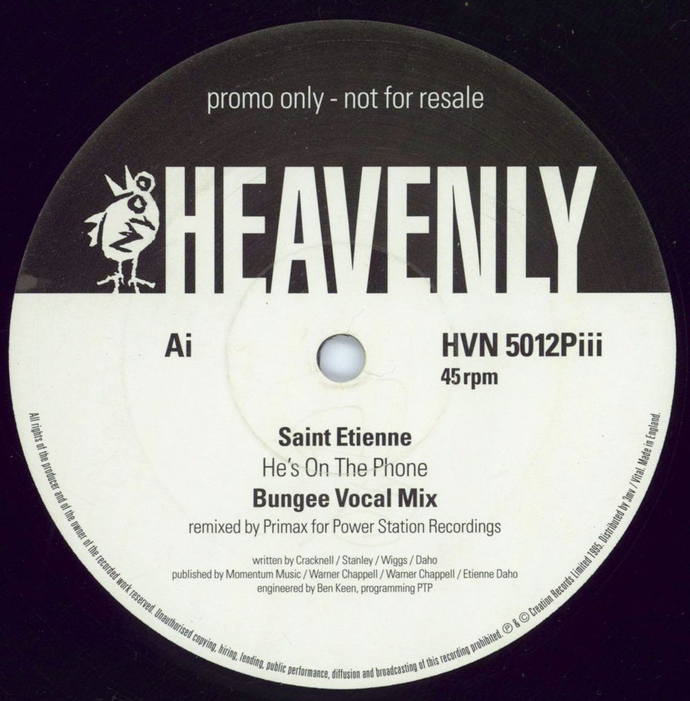 St Etienne He's On The Phone (Primax Mixes) UK Promo 12" vinyl single (12 inch record / Maxi-single) HVN5012PIII