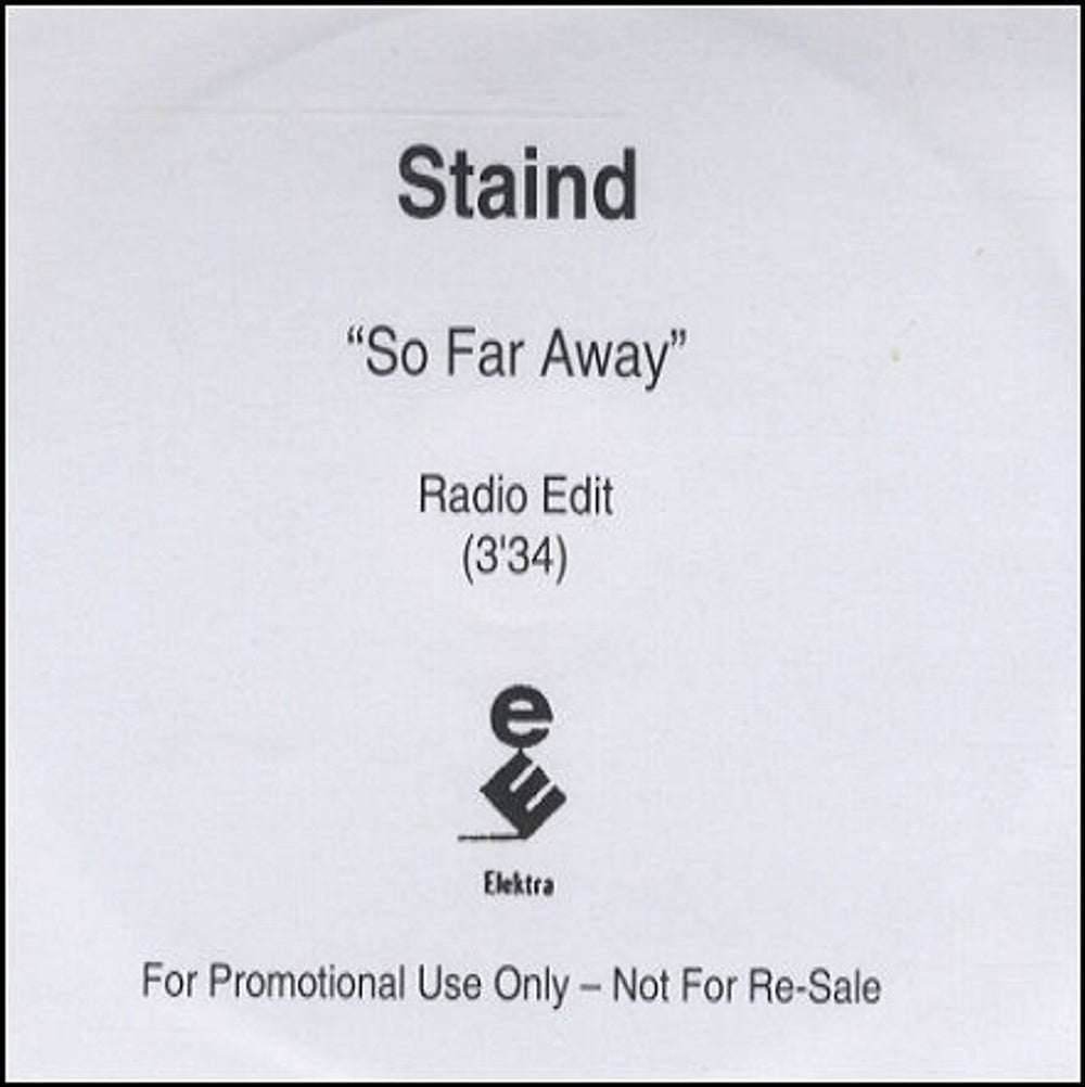 Staind So Far Away UK Promo CD-R acetate CD-R ACETATE