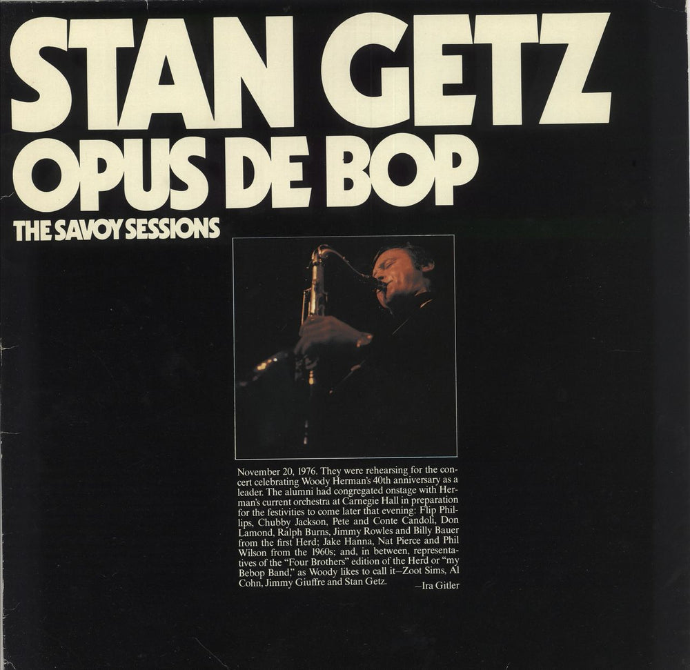 Stan Getz Opus De Bop - The Savoy Sessions German vinyl LP album (LP record) WL70516