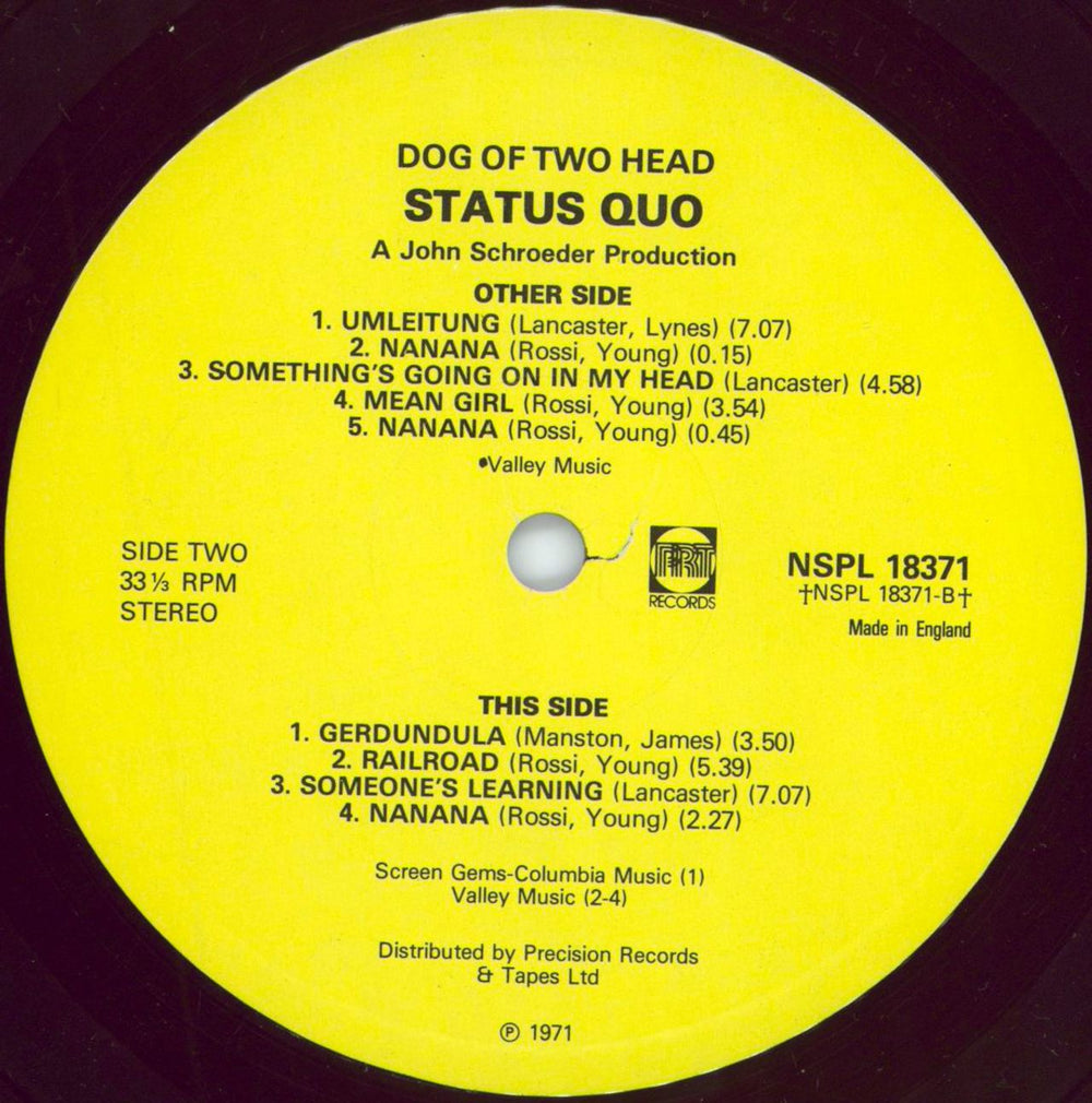 Status Quo Dog Of Two Head - Ruby Red Vinyl - Piccadilly label UK vinyl LP album (LP record)