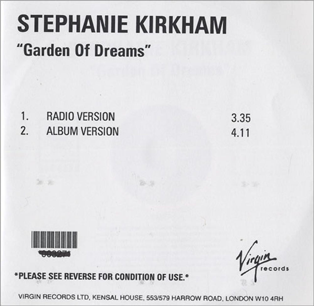 Stephanie Kirkham Garden Of Dreams UK Promo CD-R acetate CD-R ACETATE