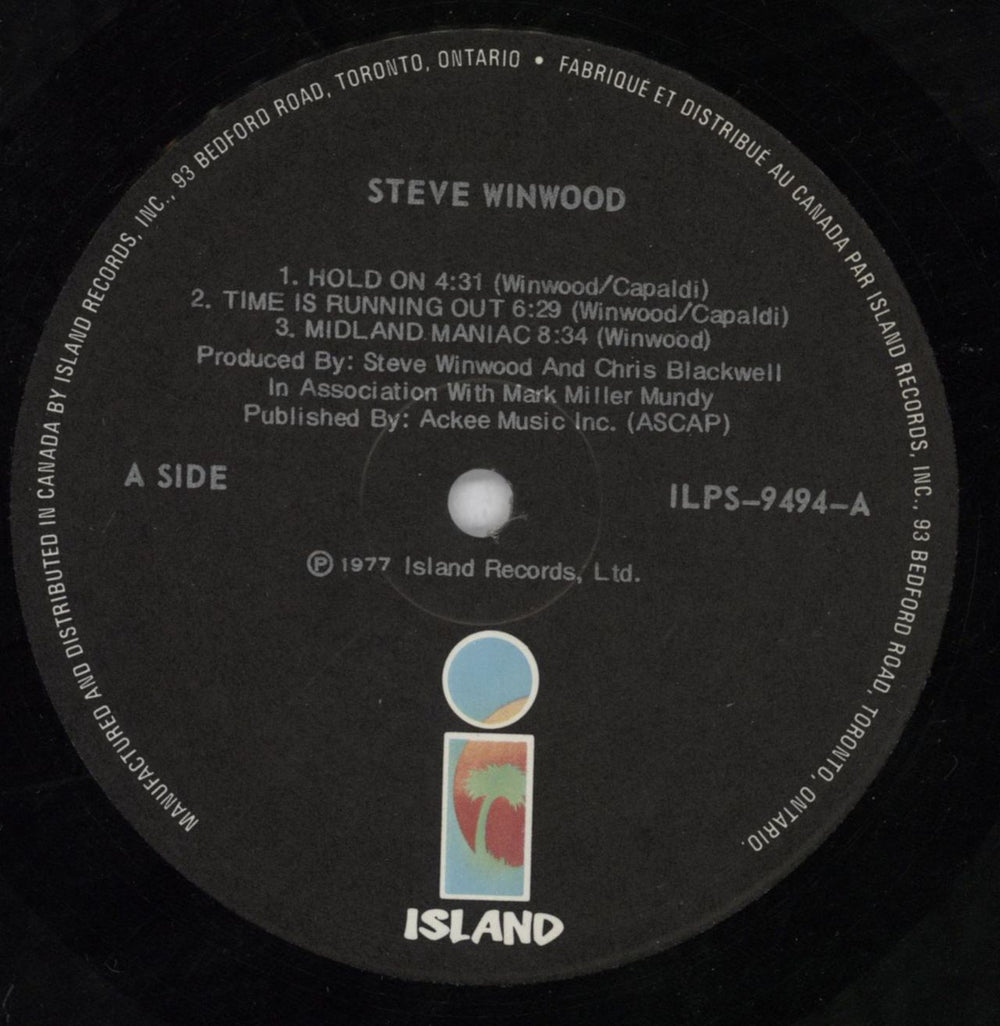 Steve Winwood Steve Winwood Canadian vinyl LP album (LP record) WWDLPST818203