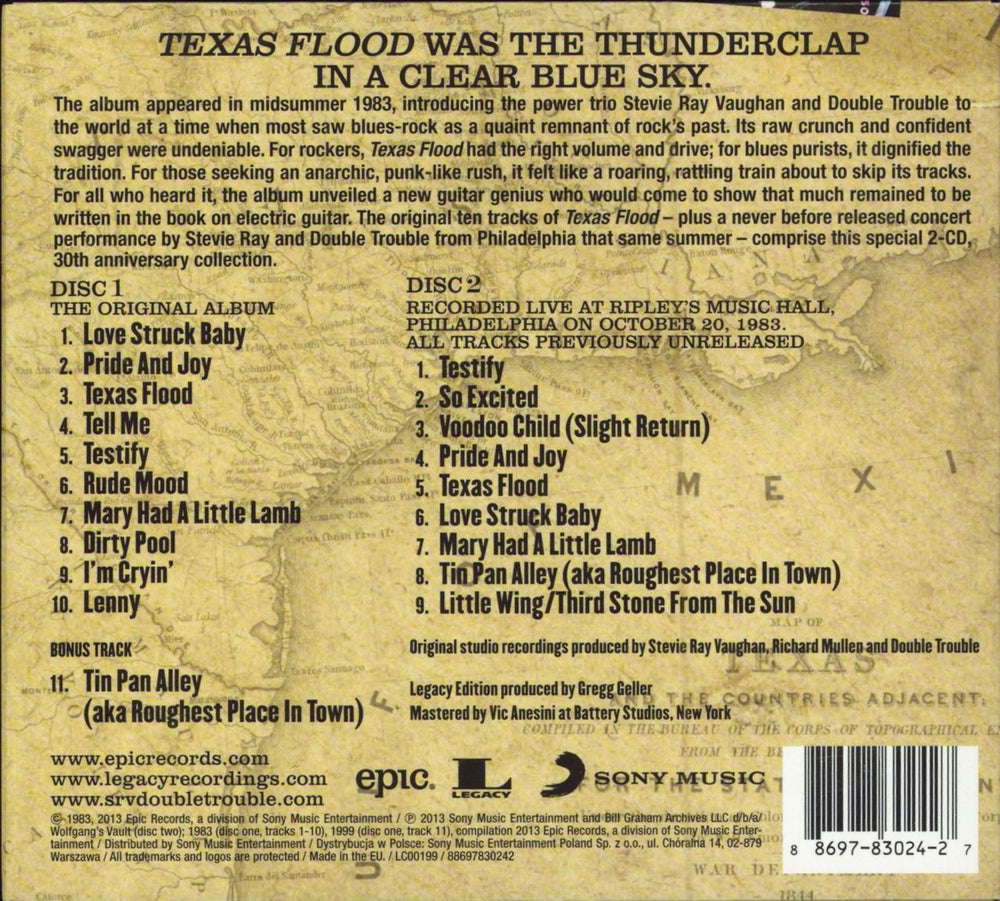 Stevie Ray Vaughan Texas Flood - Legacy Edition UK 2 CD album set (Double CD)