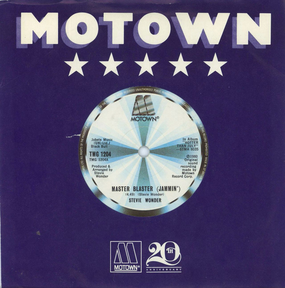 Stevie Wonder Master Blaster (Jammin') - solid centre UK 7" vinyl single (7 inch record / 45) TMG1204
