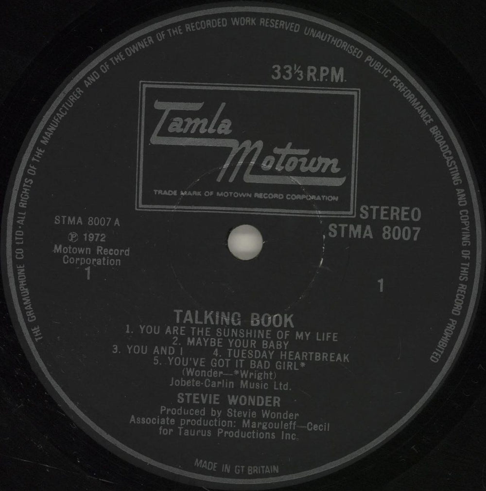 Stevie Wonder Talking Book - 1st UK vinyl LP album (LP record) STWLPTA678615