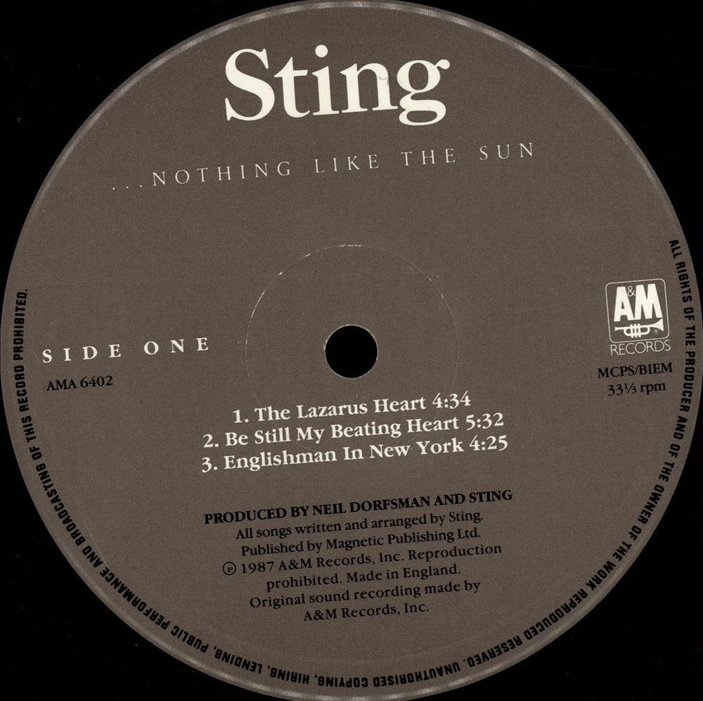 Sting Nothing Like The Sun + Print UK 2-LP vinyl record set (Double LP Album) STI2LNO694629