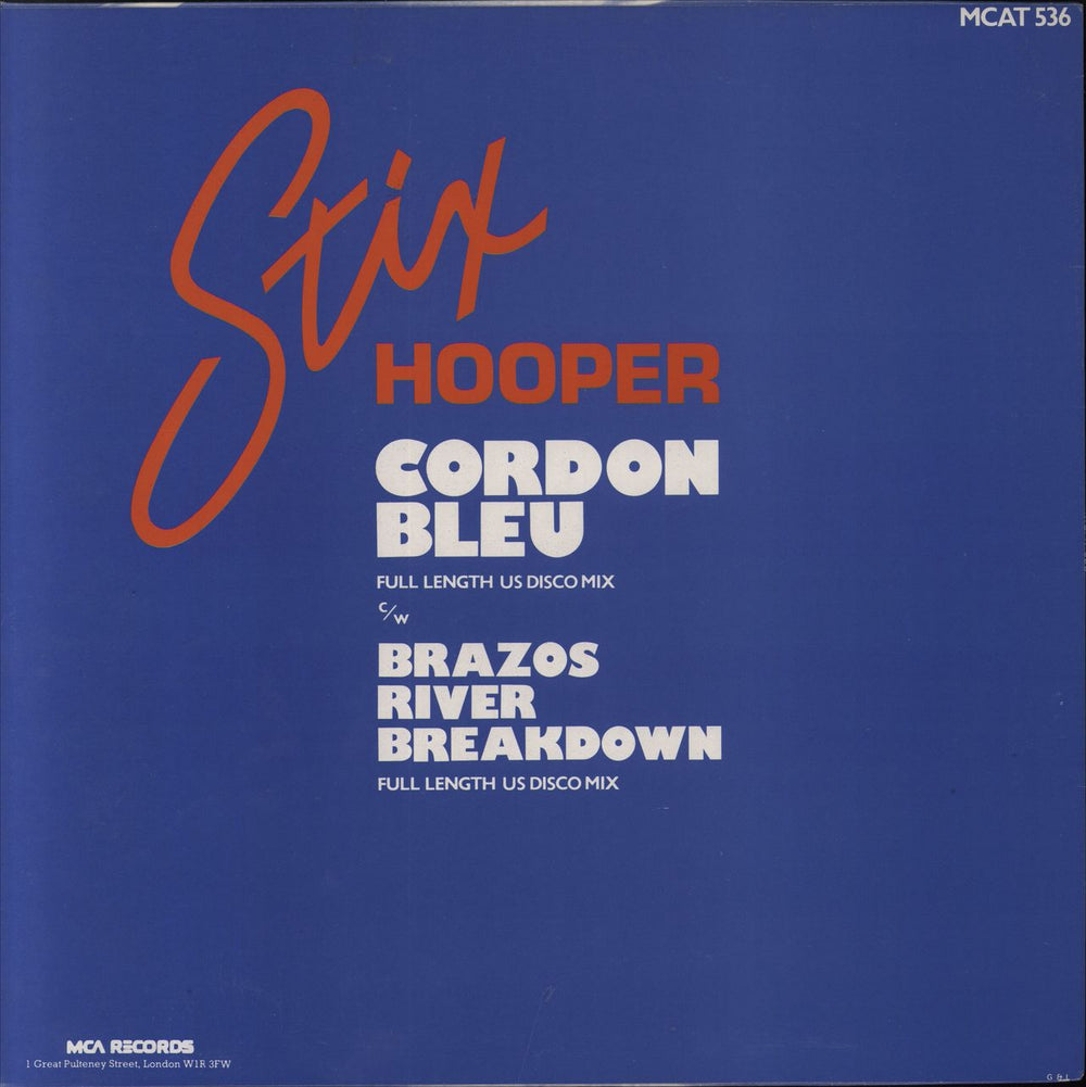 Stix Hooper Corden Bleu + p/s UK 12" vinyl single (12 inch record / Maxi-single)