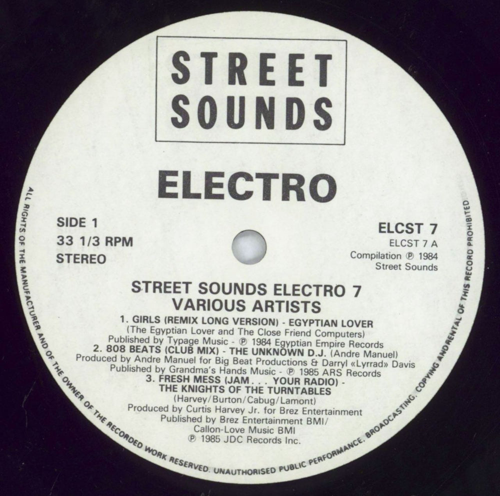 Street Sounds Compilation Electro 7 UK vinyl LP album (LP record) SD7LPEL828181