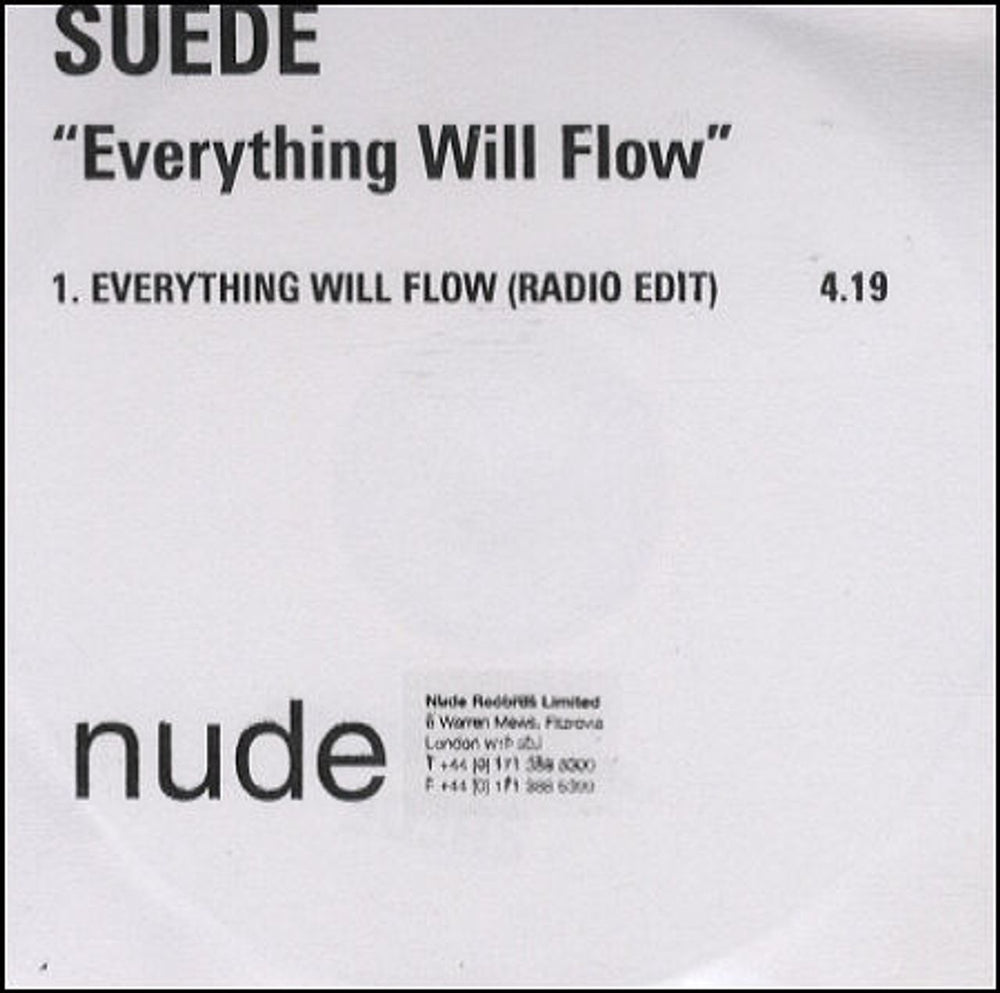 Suede Everything Will Flow UK Promo CD-R acetate CD ACETATE